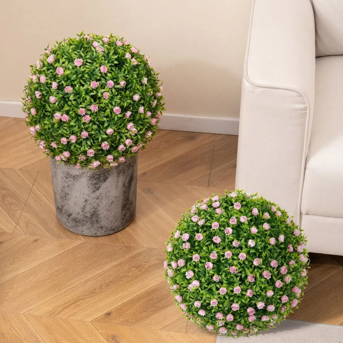 2er Buchsbaumkugel UV-beständige Dekokugeln Formschnitt Kunstpflanze Dekopflanze Ø37 cm