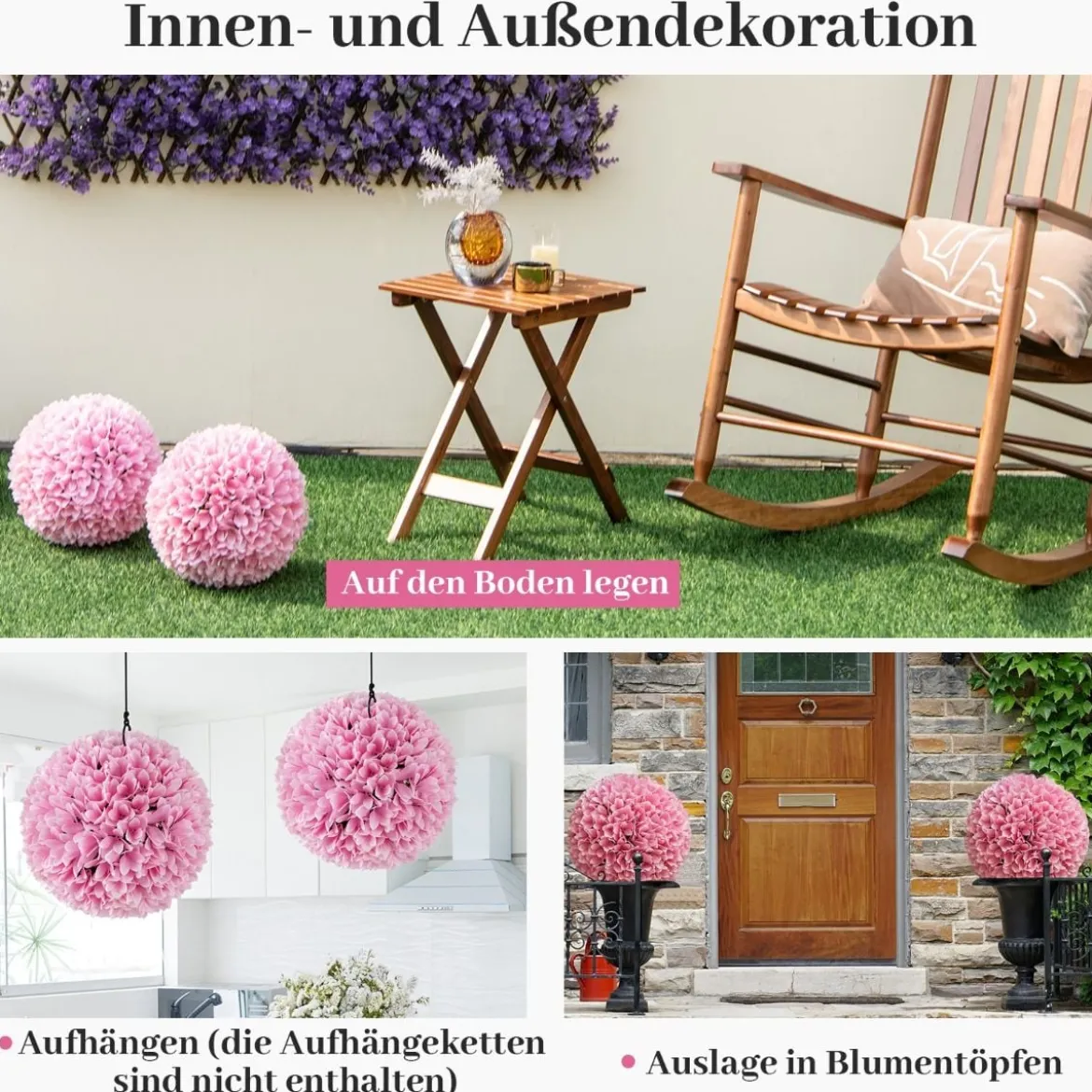 2er Buchsbaumkugel UV-beständige Dekokugeln Formschnitt Kunstpflanze Dekopflanze Ø28 cm