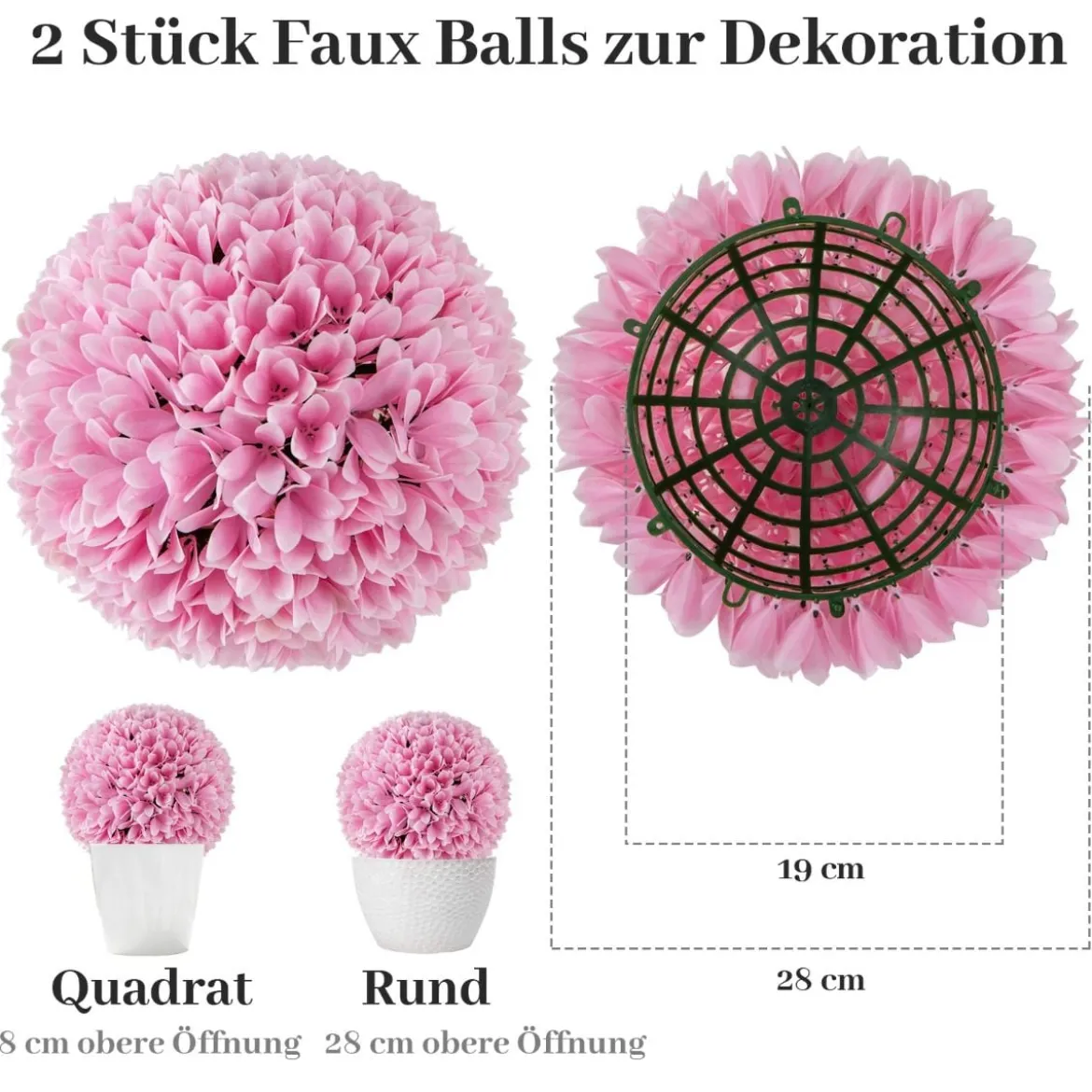 2er Buchsbaumkugel UV-beständige Dekokugeln Formschnitt Kunstpflanze Dekopflanze Ø28 cm