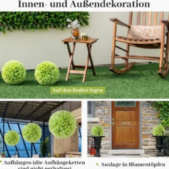 2er Buchsbaumkugel UV-beständige Dekokugeln Formschnitt Kunstpflanze Dekopflanze Ø28 cm