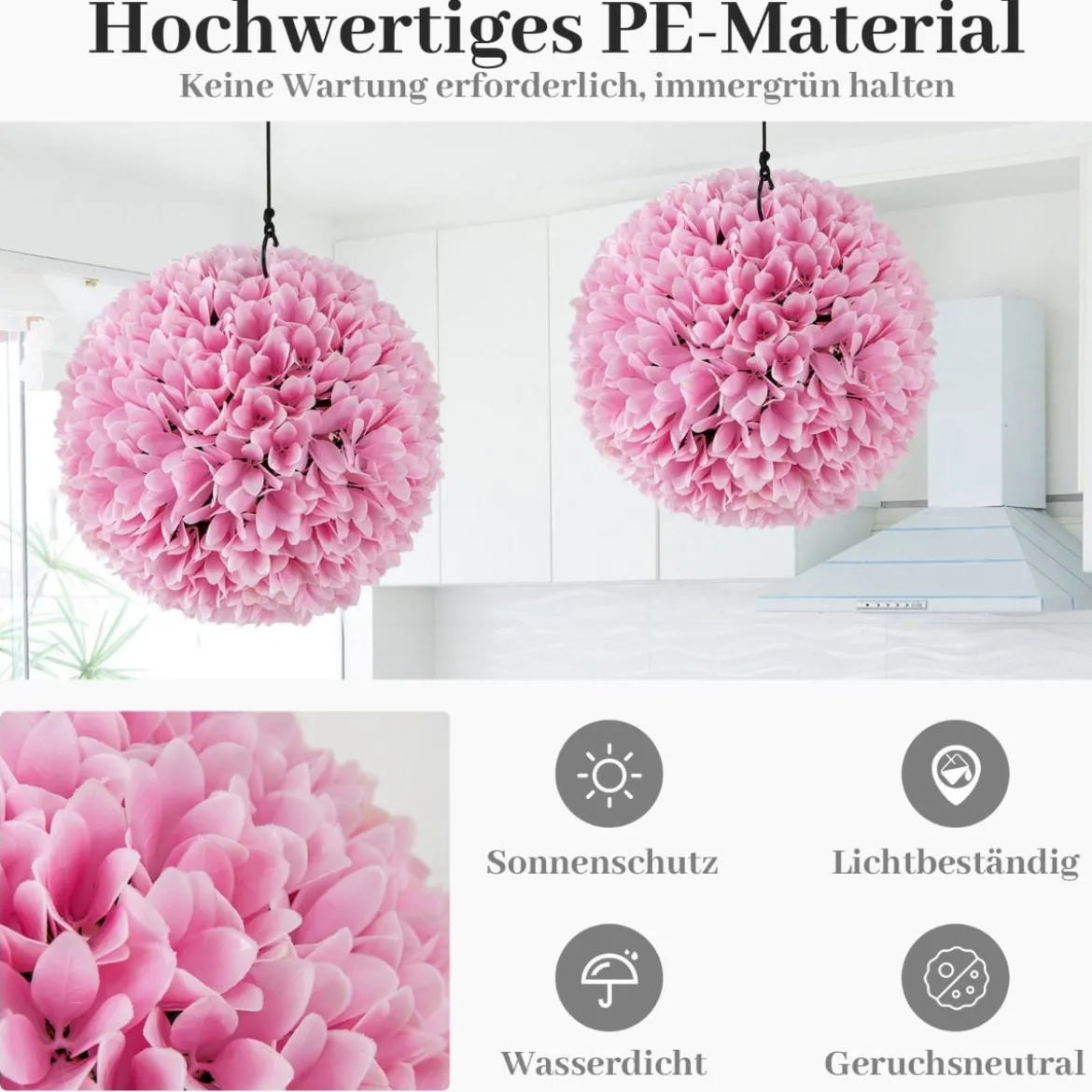 2er Buchsbaumkugel UV-beständige Dekokugeln Formschnitt Kunstpflanze Dekopflanze Ø28 cm