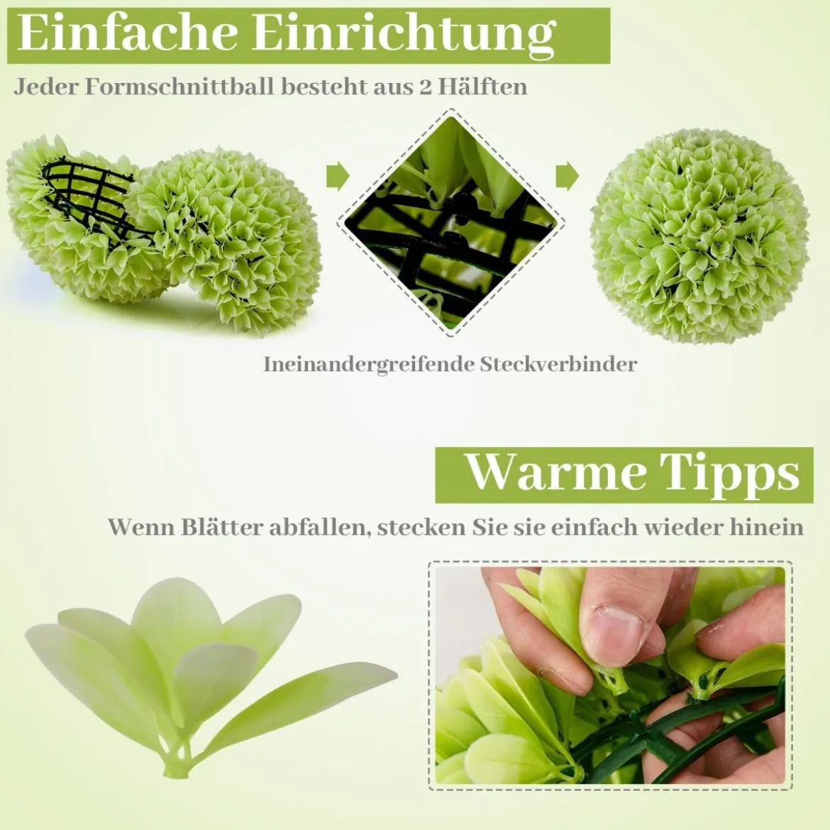 2er Buchsbaumkugel UV-beständige Dekokugeln Formschnitt Kunstpflanze Dekopflanze Ø28 cm