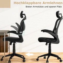 Ergonomischer Bürostuhl aus Netzgewebe mit Schaukellehne Chefsessel Drehbarer PC Stuhl