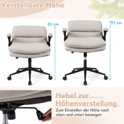Ergonomischer Bürostuhl Höhenverstellbar Schreibtischstuhl Drehstuhl mit Wippfunktion Belastbar bis 150 kg