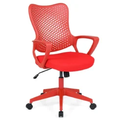 Ergonomischer Bürostuhl mit Atmungsaktive Mesh-Rückenlehne Höhenverstellbarer Drehstuhl Rot