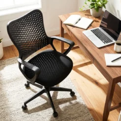 Ergonomischer Bürostuhl mit Atmungsaktive Mesh-Rückenlehne Höhenverstellbarer Drehstuhl Schwarz