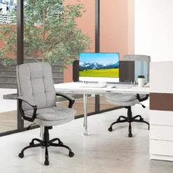 Ergonomischer Bürostuhl mit Armlehnen & Rollen Höhenverstellbarer Drehstuhl Computerstuhl