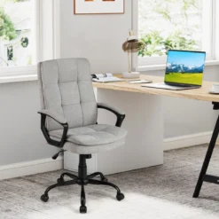 Ergonomischer Bürostuhl mit Armlehnen & Rollen Höhenverstellbarer Drehstuhl Computerstuhl
