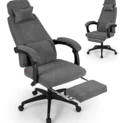 Ergonomischer Bürostuhl mit Einziehbarer Fußstütze & Verstellbarer Rückenlehne