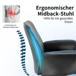 Ergonomischer Computerstuhl mit integrierten Armlehnen Höhenverstellbar Bürostuhl