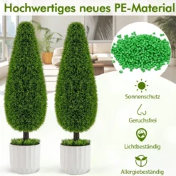 2er Kunstpflanze Zeder 90 cm Kunstbaum mit Topf Zimmerpflanze Deko Grün