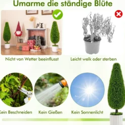 2er Kunstpflanze Zeder 90 cm Kunstbaum mit Topf Zimmerpflanze Deko Grün