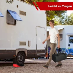 2er Pack Auffahrkeile mit 2 Bremskeile & Tragetasche & 2 Rutschfesten Matten bis 16T Stufenkeile