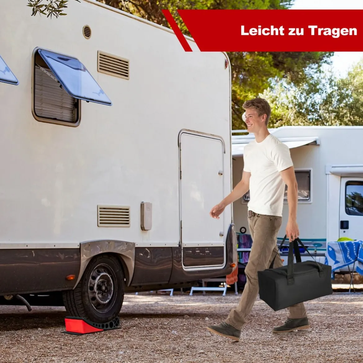 2er Pack Auffahrkeile mit 2 Bremskeile & Tragetasche & 2 Rutschfesten Matten bis 16T Stufenkeile