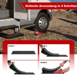 2er Pack Auffahrkeile mit 2 Bremskeile & Tragetasche & 2 Rutschfesten Matten bis 16T Stufenkeile
