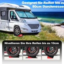 2er Pack Auffahrkeile mit 2 Bremskeile & Tragetasche & 2 Rutschfesten Matten bis 16T Stufenkeile