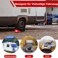 2er Pack Auffahrkeile mit 2 Bremskeile & Tragetasche & 2 Rutschfesten Matten bis 16T Stufenkeile