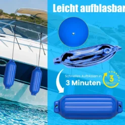 4er-Pack Bootsfender zum Andocken Gerippte Bootsstoßdämpfer Blau