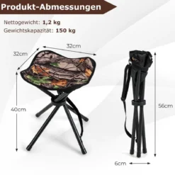 2er-Pack Faltbarer Jagdhocker Leichter Klappbarer Outdoor-Sitz mit Schultergurt 32 x 32 x 40 cm Tarnmuster