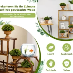 4er-Pack Künstliche Mini-Topfpflanzen für den Innenbereich mit Vintage-Blumentöpfen