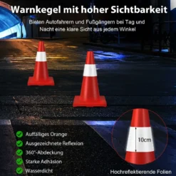12er Pack Leitkegel Sicherheitskegel mit reflektierenden Kragen Orangefarbene Verkehrshütchen aus PVC