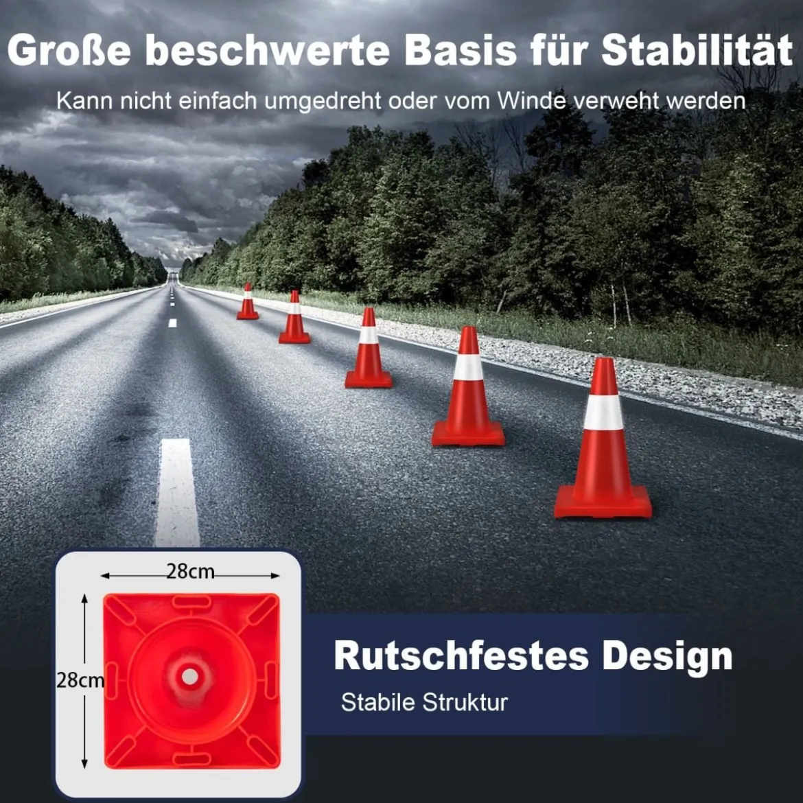 12er Pack Leitkegel Sicherheitskegel mit reflektierenden Kragen Orangefarbene Verkehrshütchen aus PVC
