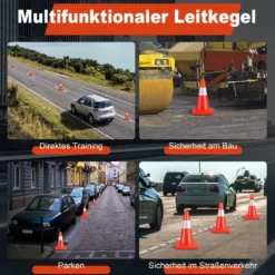 12er Pack Leitkegel Sicherheitskegel mit reflektierenden Kragen Orangefarbene Verkehrshütchen aus PVC