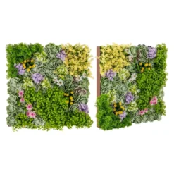 2er-Pack Quadratisch Gerahmte Wandkunst aus Künstlichem Laub 3D-Wandbegrünung 50 x 50 cm