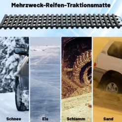 2er-Pack Reifen-Traktionsmatten mit Tasche Notfall-Traktionshilfe Schwarz 98 x 21 x 2,8 cm