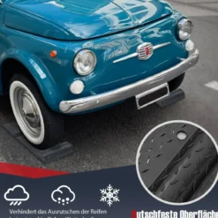 2er Parkmatten mit Bremsschwelle Robuste Einparkhilfe mit Warnstreifen Premium Radstopper