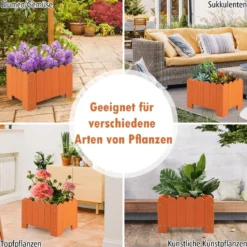 2er Pflanzkübel wetterfest Blumenkübel HDPE Garten Blumenkasten rechteckig 45 x 32 x 30 cm Orange
