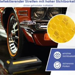 2er Radstopper Parkbegrenzung aus Gummi mit Reflektierenden Streifen LKWs bis 4000 Kg