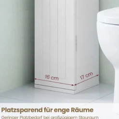2er Set Badezimmerschrank mit 3 Abnehmbaren Regalen 16cm Breit Toilettenschrank Weiß
