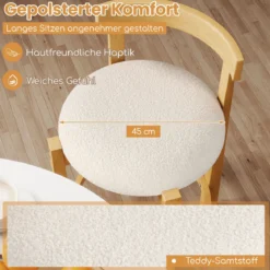 2er Set Barhocker Barstühle Holz mit Rückenlehnen & Fußstützen Küchenhocker Sitzhöhe 62cm Natur