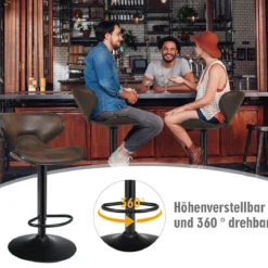 2er Set Barhocker Barstuhl Tresenhocker Drehstuhl Bistrohocker Sitzhocker Braun