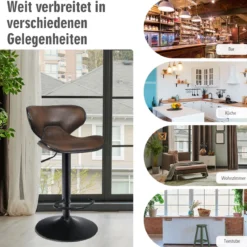 2er Set Barhocker Barstuhl Tresenhocker Drehstuhl Bistrohocker Sitzhocker Braun