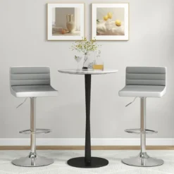 2er Set Barhocker 82-102cm Höhenverstellbare Drehbare Barstühle Küchenhocker Sitzhocker