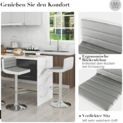 2er Set Barhocker 82-102cm Höhenverstellbare Drehbare Barstühle Küchenhocker Sitzhocker