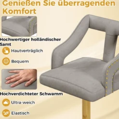 2er Set Barhocker drehbare Barstühle 63-85 höhenverstellbar Küchenhocker aus Samt Grau/Rosa