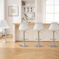 2er Set Barhocker 360 °Drehbarer Barstuhl Höhenverstellbarer Tresenhocker Küchenhocker Weiß