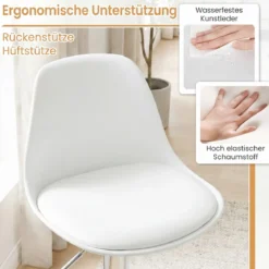 2er Set Barhocker 360 °Drehbarer Barstuhl Höhenverstellbarer Tresenhocker Küchenhocker Weiß