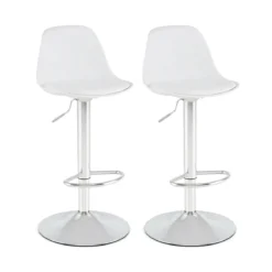 2er Set Barhocker 360 °Drehbarer Barstuhl Höhenverstellbarer Tresenhocker Küchenhocker Weiß
