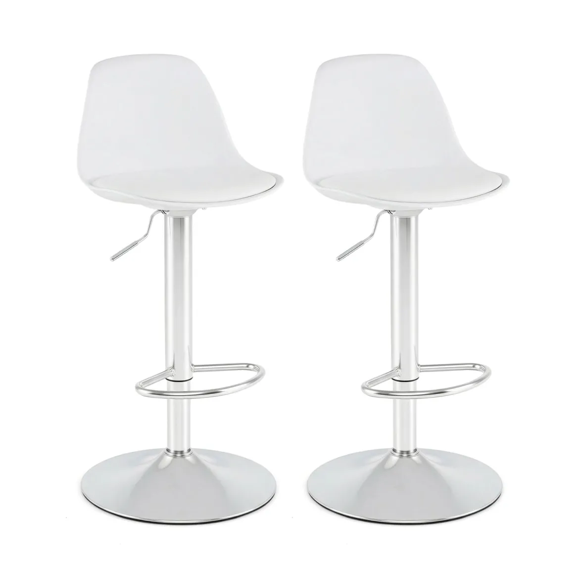 2er Set Barhocker 360 °Drehbarer Barstuhl Höhenverstellbarer Tresenhocker Küchenhocker Weiß