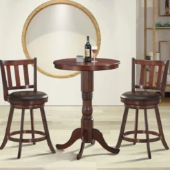 2er Set Barhocker Gepolsterte Drehhocker mit drehbarem Sitz 59,5 x 98 cm Braun + Schwarz