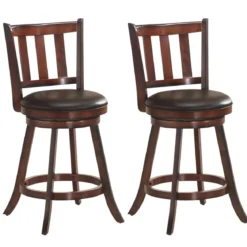 2er Set Barhocker Gepolsterte Drehhocker mit drehbarem Sitz 59,5 x 98 cm Braun + Schwarz
