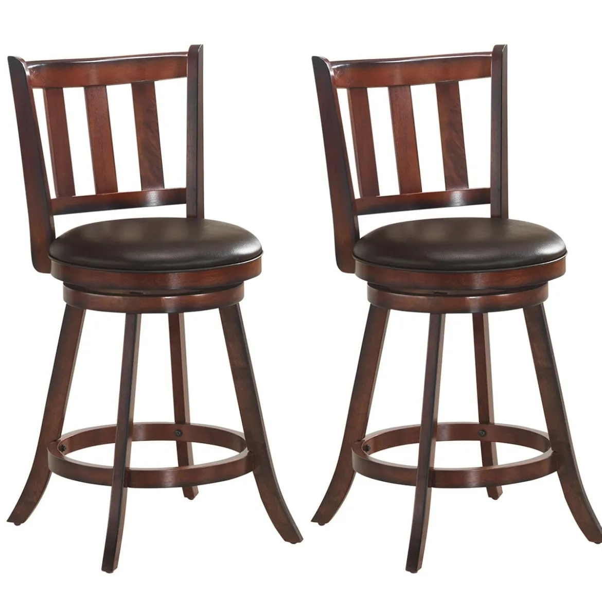 2er Set Barhocker Gepolsterte Drehhocker mit drehbarem Sitz 59,5 x 98 cm Braun + Schwarz