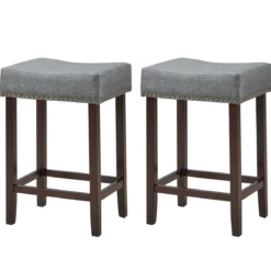 2er Set Barhocker Hochhocker Thekenhocker ohne Lehne 43 x 33 x 61 cm Grau