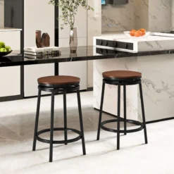 2er Set Barhocker mit 2 Einstellbare Höhen 360° Drehbare KüchenhockerThekenhocker