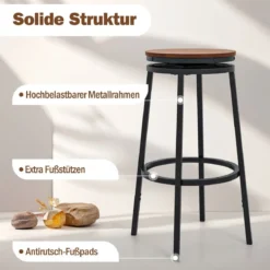 2er Set Barhocker mit 2 Einstellbare Höhen 360° Drehbare KüchenhockerThekenhocker