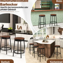 2er Set Barhocker mit 2 Einstellbare Höhen 360° Drehbare KüchenhockerThekenhocker